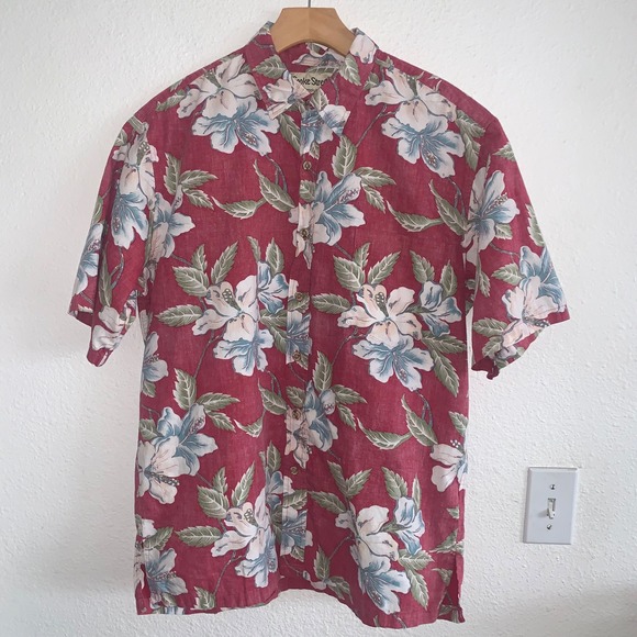 Cooke Street Other - Cooke Street Honolulu Mens Medium Red Floral Hibiscus Cotton Hawaiian Shirt